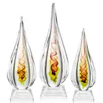 Trophée Carterra en verre d’art sur socle Sheffield transparent - Gravure