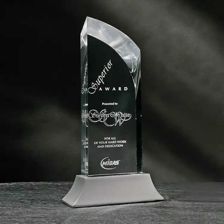 R.S. Owens Cascade Acrylic Award on Satin Silver Stonecast Base
