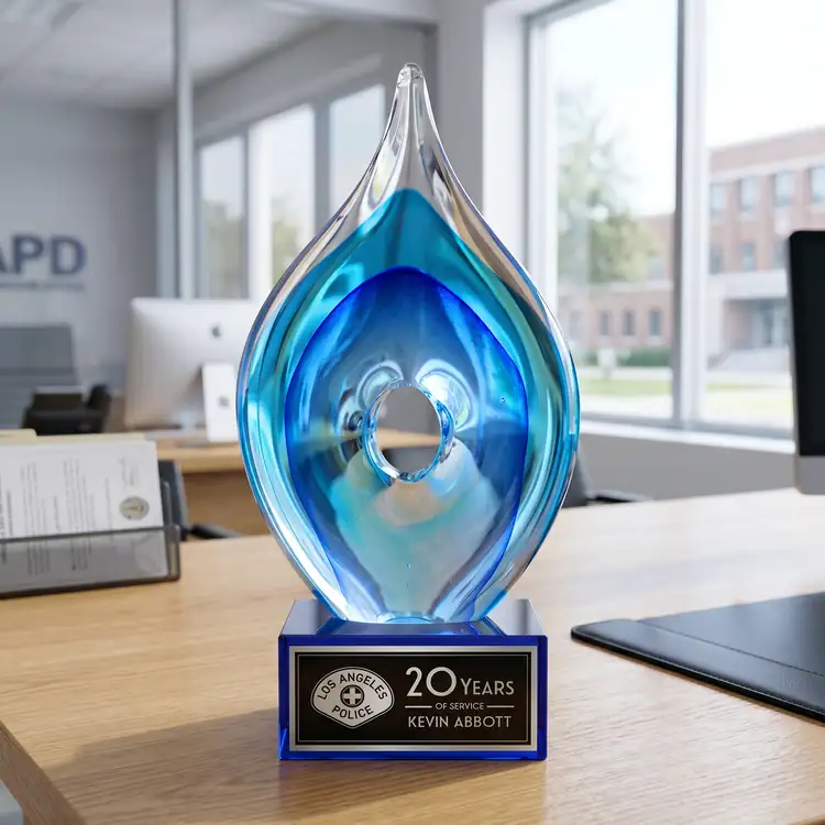 Caspian Art Glass Award on Hancock Base - Laser Engraving #6