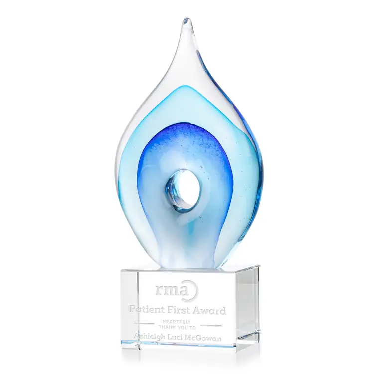 Caspian Art Glass Award on Lexington Base - Deep Etch #2