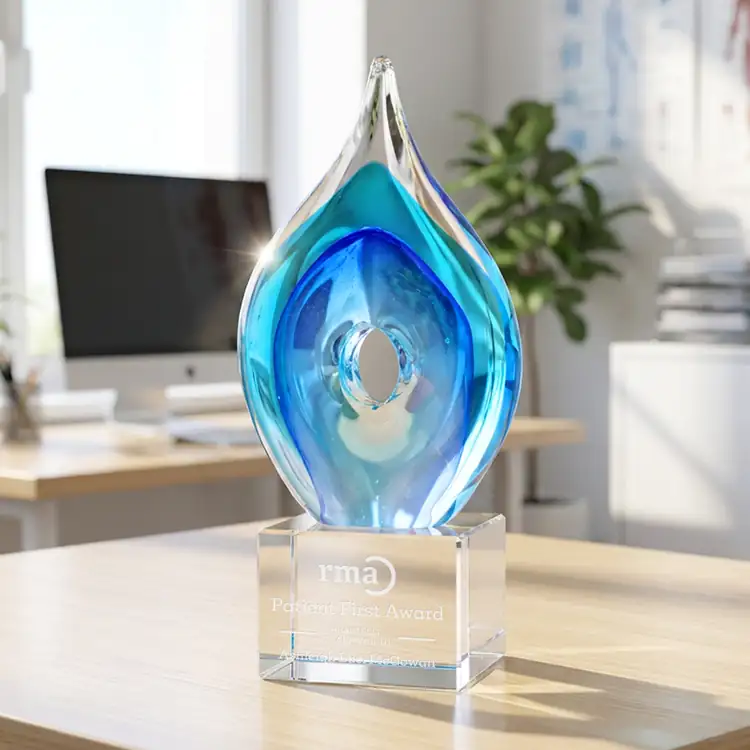 Caspian Art Glass Award on Lexington Base - Deep Etch #3