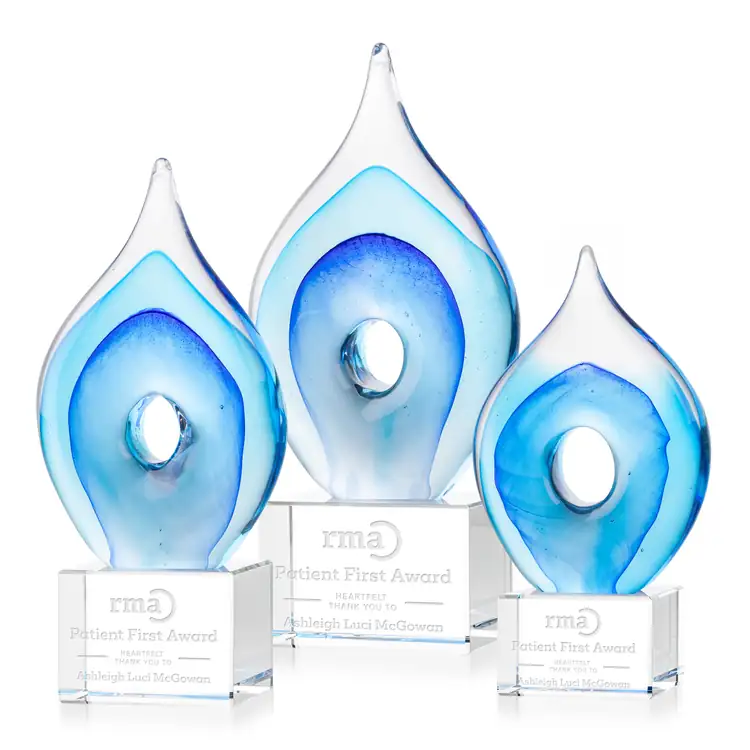 Caspian Art Glass Award on Lexington Base - Deep Etch
