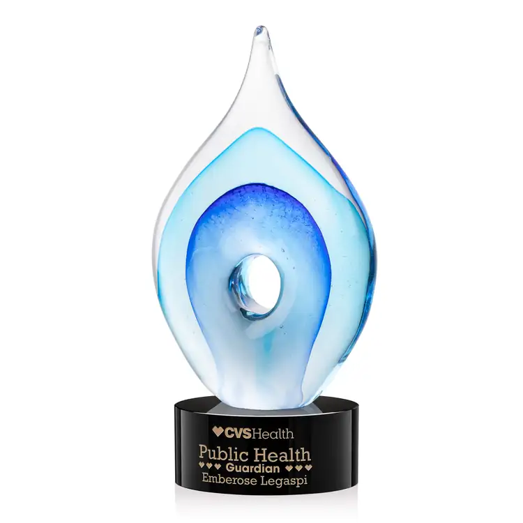 Caspian Art Glass Award on Marvel Base - Black or Blue - Laser Engraving #2