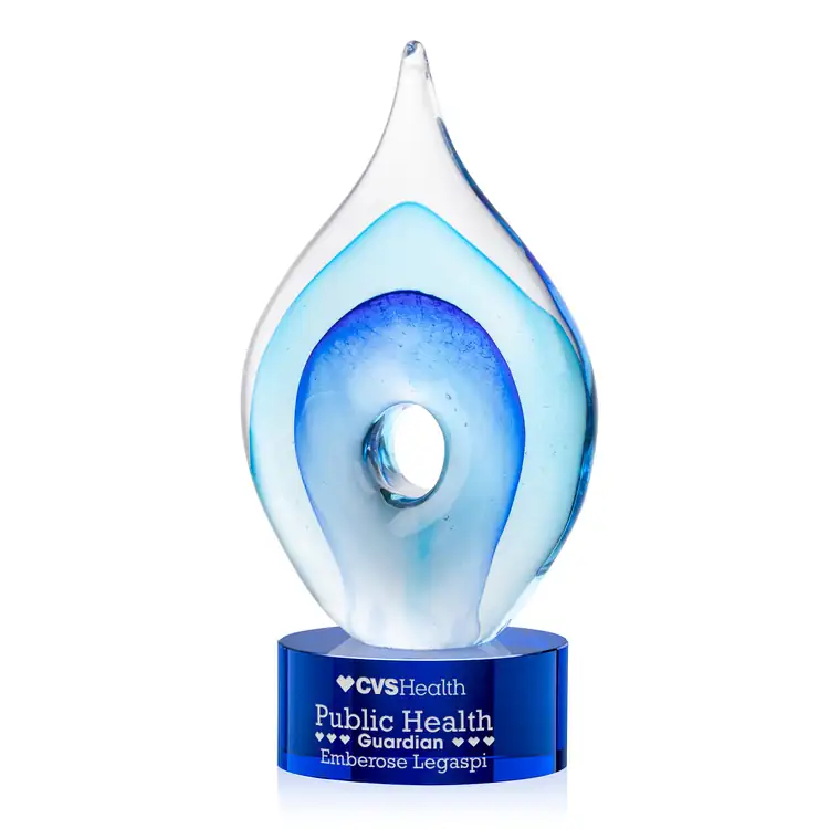 Caspian Art Glass Award on Marvel Base - Black or Blue - Laser Engraving #3