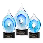 Trophée Caspian en verre d’art sur socle Marvel noir ou bleu - Gravure