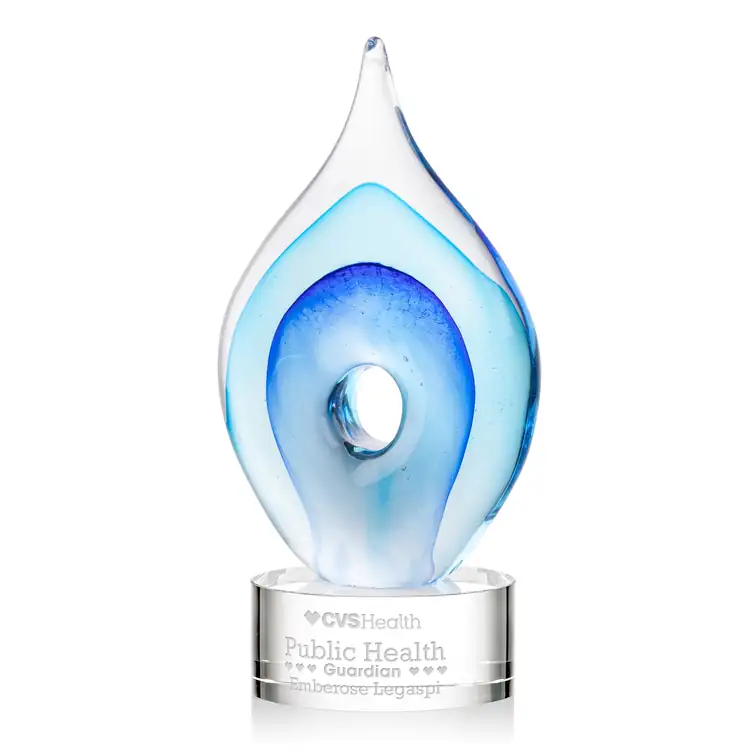 Caspian Art Glass Award on Marvel Base - Clear - Deep Etch #2