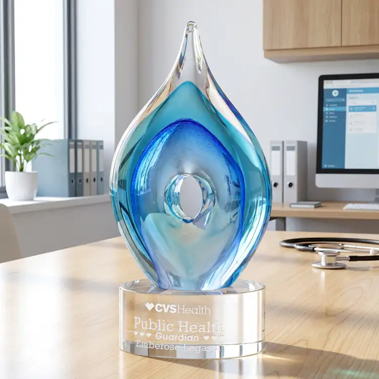 Caspian Art Glass Award on Marvel Base - Clear - Deep Etch #3