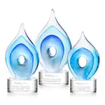 Trophée Caspian en verre d’art sur socle Marvel transparent - Gravure