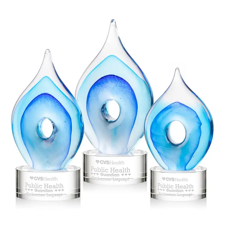 Caspian Art Glass Award on Marvel Base - Clear - Deep Etch