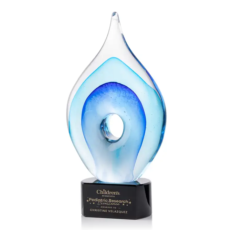 Caspian Art Glass Award on Paragon Base - Black or Blue - Laser Engraving #2