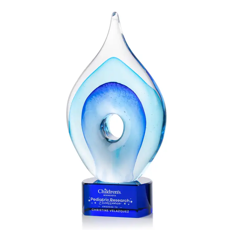 Caspian Art Glass Award on Paragon Base - Black or Blue - Laser Engraving #3