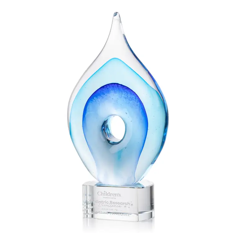 Caspian Art Glass Award on Paragon Base - Clear - Deep Etch #2