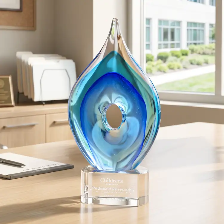Caspian Art Glass Award on Paragon Base - Clear - Deep Etch #3