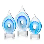 Trophée Caspian en verre d’art sur socle Paragon transparent - Gravure