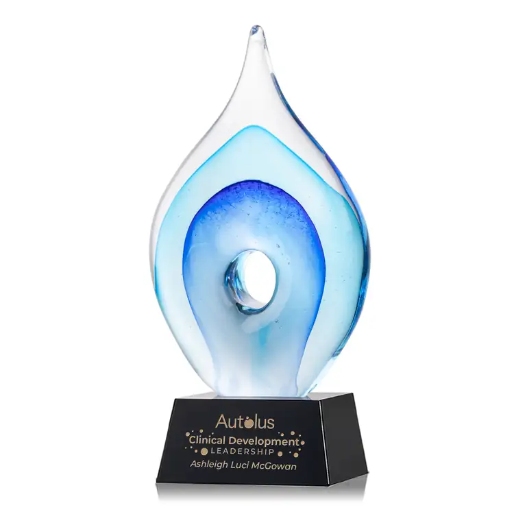 Caspian Art Glass Award on Robson Base - Black or Blue - Laser Engraving #2