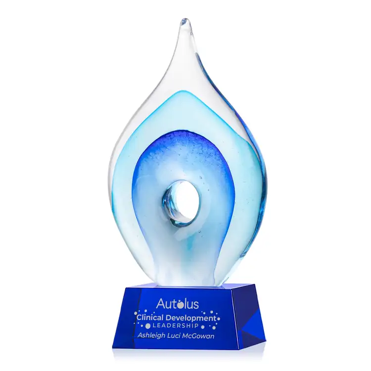 Caspian Art Glass Award on Robson Base - Black or Blue - Laser Engraving #3