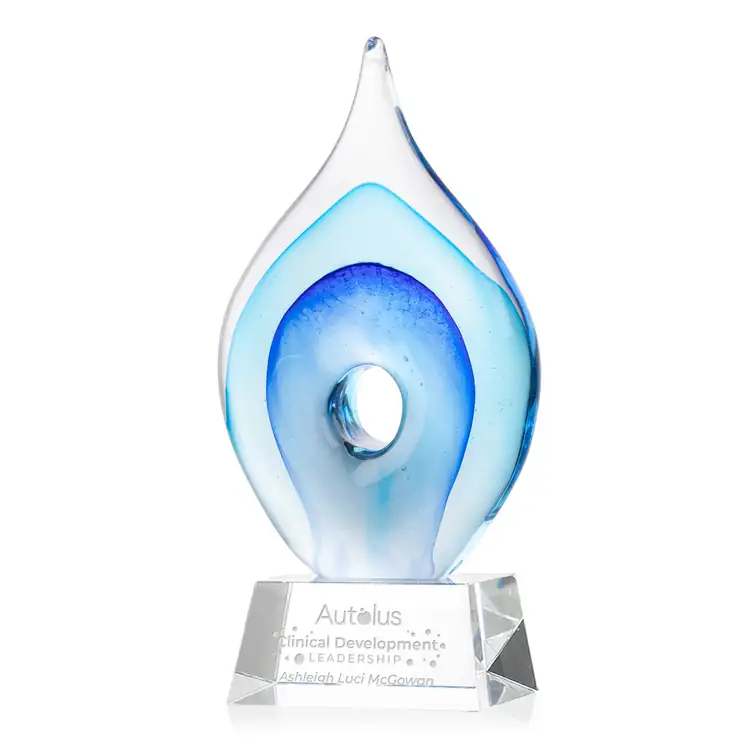 Caspian Art Glass Award on Robson Base - Clear - Deep Etch #2