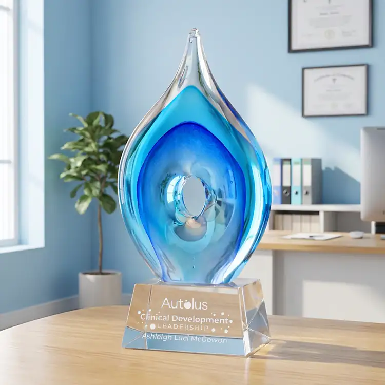 Caspian Art Glass Award on Robson Base - Clear - Deep Etch #3