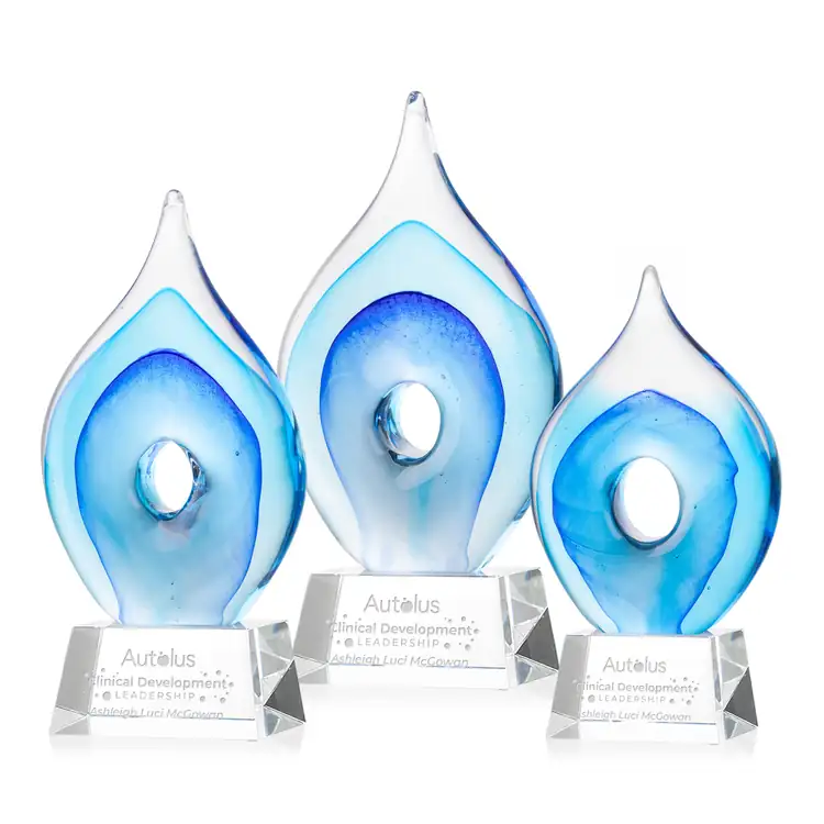 Caspian Art Glass Award on Robson Base - Clear - Deep Etch