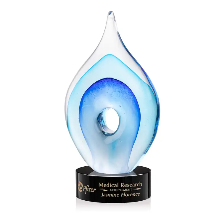 Caspian Art Glass Award on Stanrich Base - Black or Blue - Laser Engraving #2