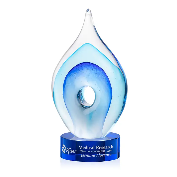 Caspian Art Glass Award on Stanrich Base - Black or Blue - Laser Engraving #3