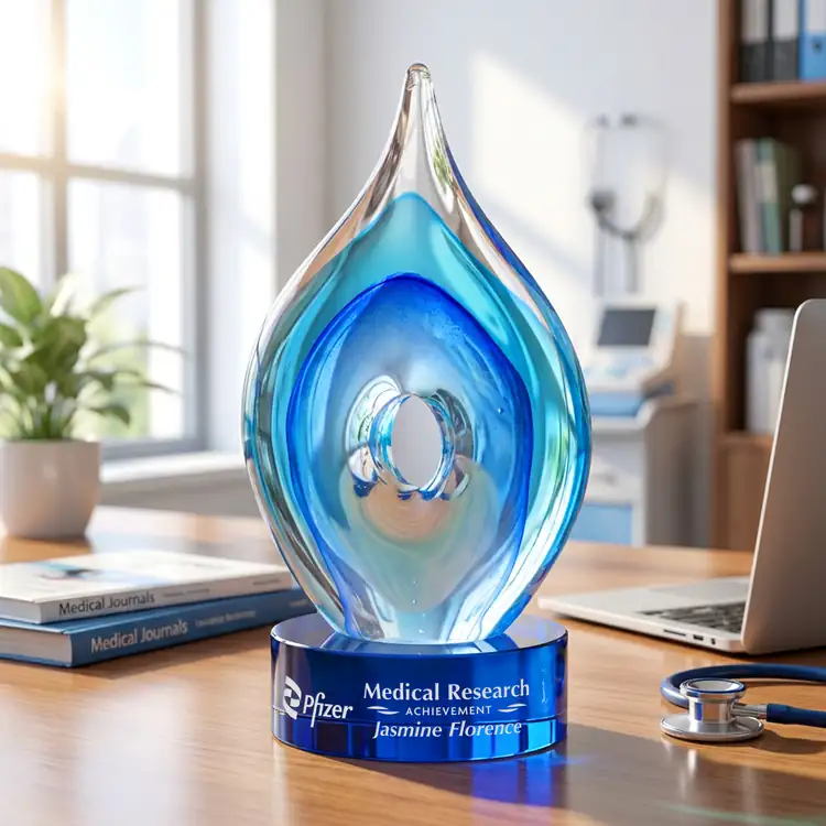 Caspian Art Glass Award on Stanrich Base - Black or Blue - Laser Engraving #5