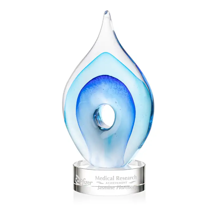 Caspian Art Glass Award on Stanrich Base - Clear - Deep Etch #2