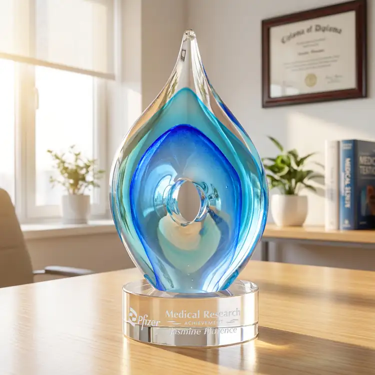 Caspian Art Glass Award on Stanrich Base - Clear - Deep Etch #3