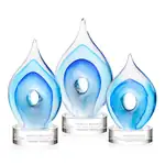 Trophée Caspian en verre d’art sur socle Stanrich transparent - Gravure