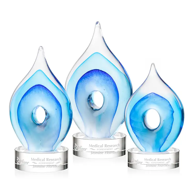 Caspian Art Glass Award on Stanrich Base - Clear - Deep Etch