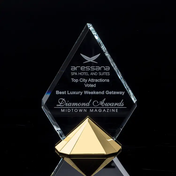R.S. Owens Celestial Starfire Crystal Award on Gold Base #2