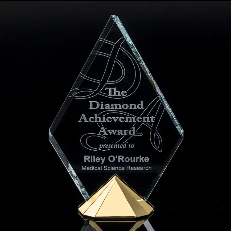 R.S. Owens Celestial Starfire Crystal Award on Gold Base #3