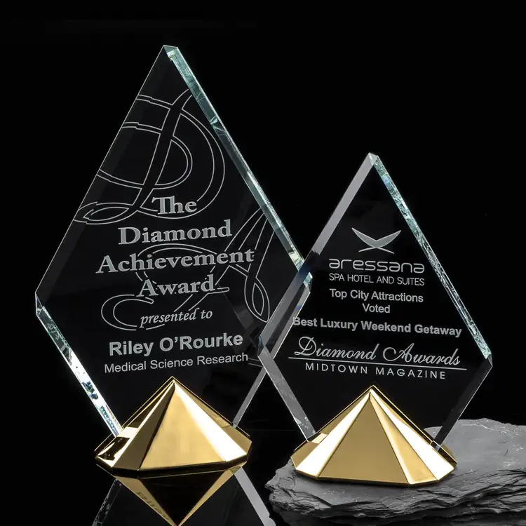 R.S. Owens Celestial Starfire Crystal Award on Gold Base