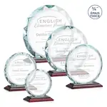 Trophée Centura en cristal Starfire sur socle à fini bois de rose - Gravure