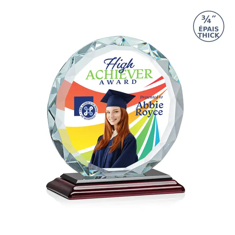 Centura Starfire Crystal Award on Rosewood-Finish Base - Multicolor #3