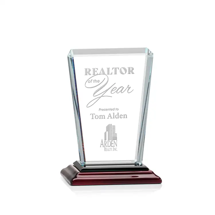 Trophée Chatham en cristal Starfire sur socle bois de rose - Gravure #2