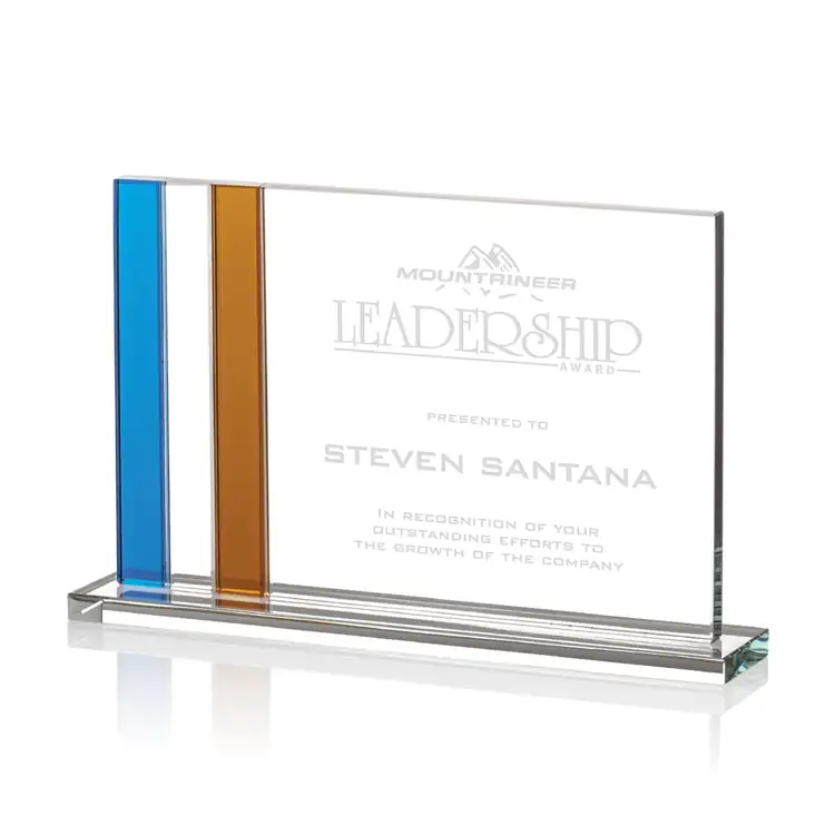 Clairmont Starfire Crystal Award with Azure and Amber Stripes #2