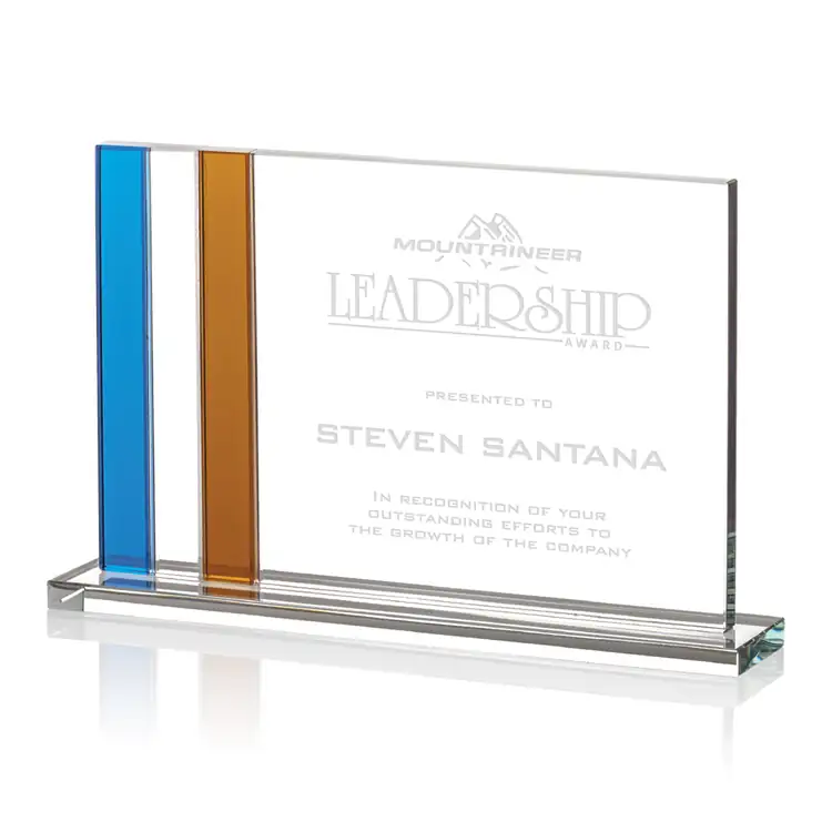 Clairmont Starfire Crystal Award with Azure and Amber Stripes #3