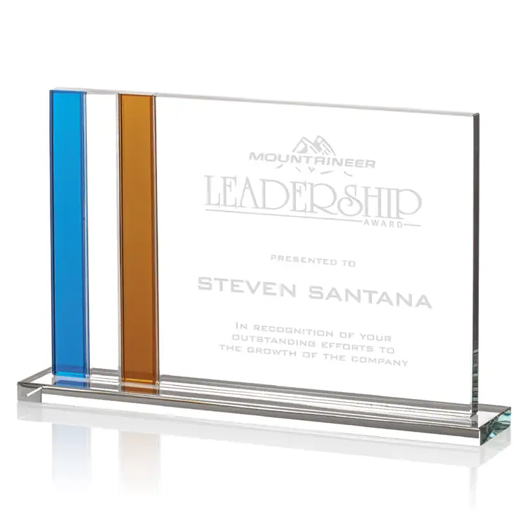 Clairmont Starfire Crystal Award with Azure and Amber Stripes #4
