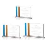 Trophée Clairmont en cristal Starfire à bandes azur et ambre