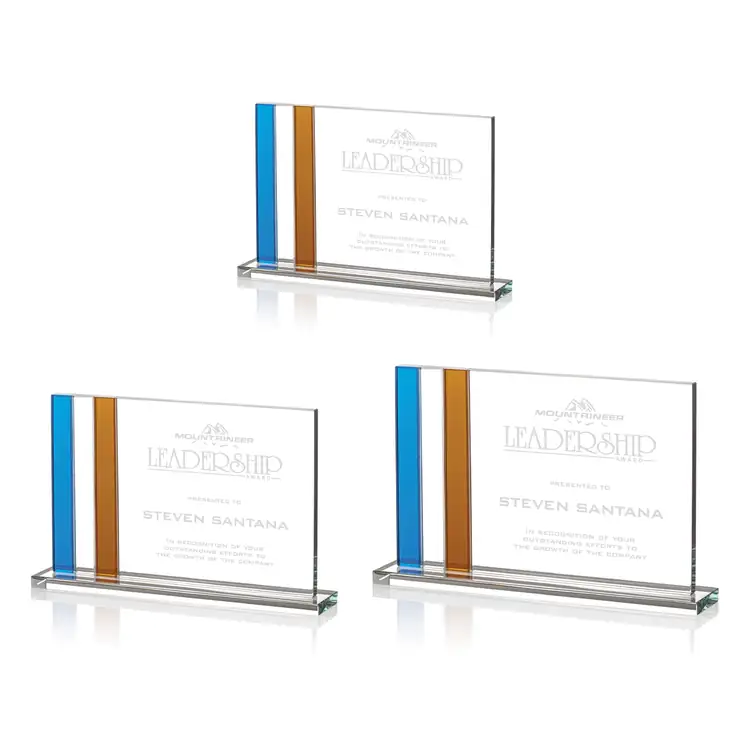 Clairmont Starfire Crystal Award with Azure and Amber Stripes
