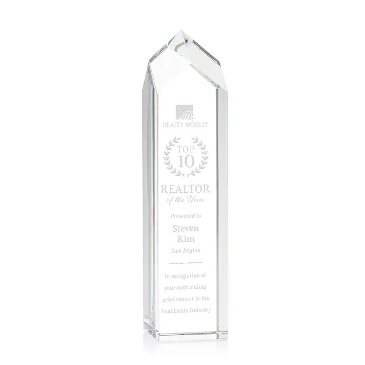 Clarington Optical Crystal Tower Award - Deep Etch #4