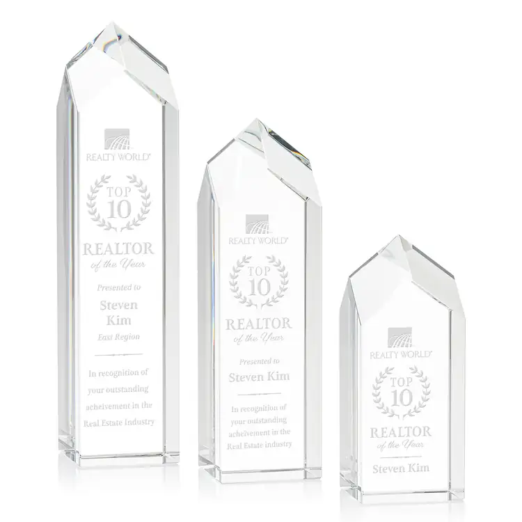 Clarington Optical Crystal Tower Award - Deep Etch