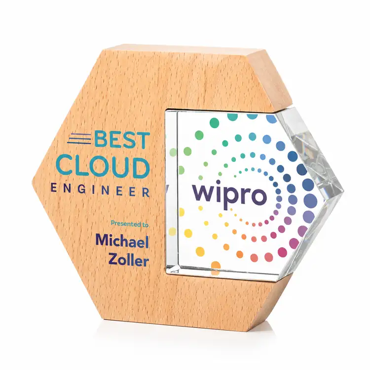 Clinton Award - Optical Crystal, Wood - Multicolor