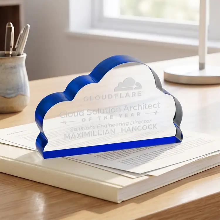 Cloud 9 Acrylic Award - Cloud - Laser Engraving #4