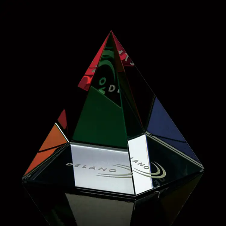 Colored Pyramid Optical Crystal Award with Prismatic Reflections #2