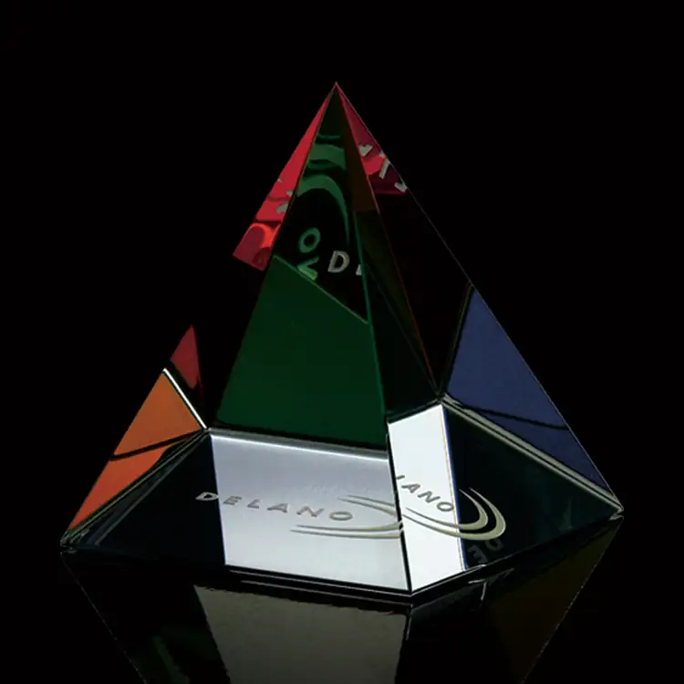 Colored Pyramid Optical Crystal Award with Prismatic Reflections #3