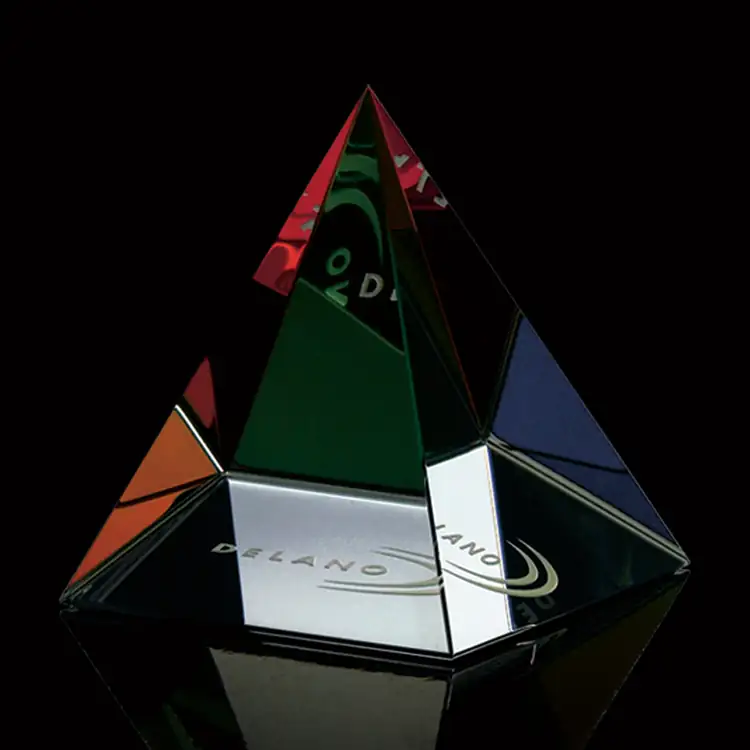 Colored Pyramid Optical Crystal Award with Prismatic Reflections #4