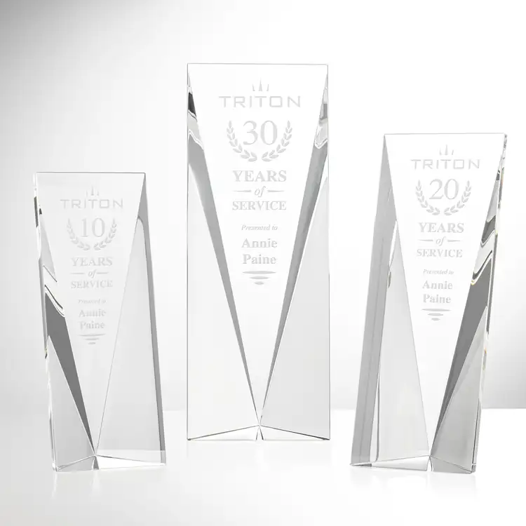 Columbus Freestanding Optical Crystal Award - Deep Etch