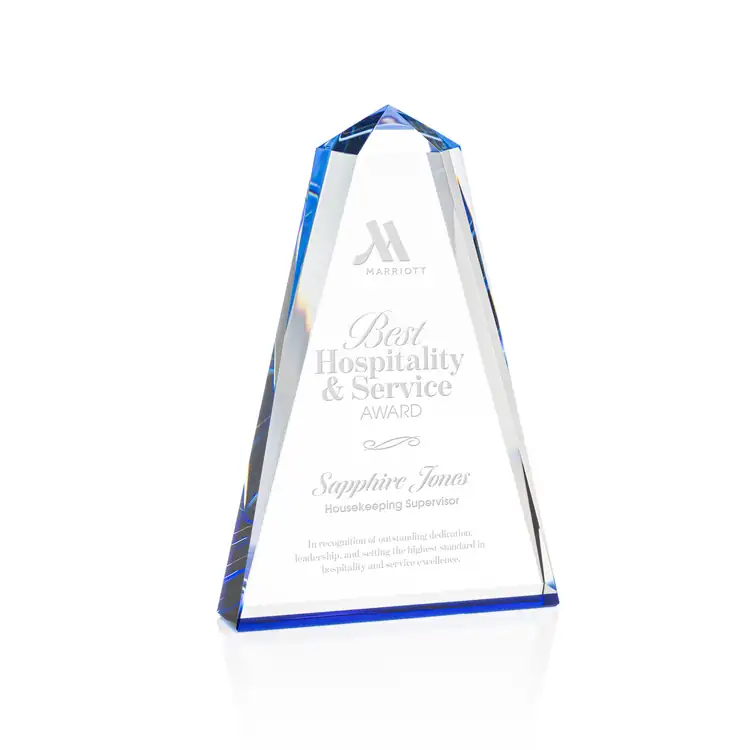Trophée Cotswold en cristal optique bleu #2